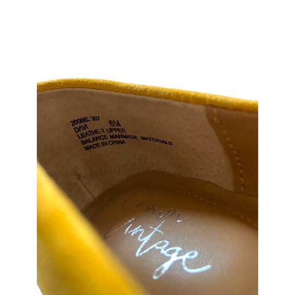 Crown Vintage Leather Suede Round Toe Flats Mustard Size 6 Minimalist Fall Cute - Picture 8 of 11